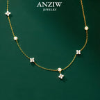 ANZIW Fashion Cute Four-leaf Clover Moissanite Pendant Necklace 925 Sterling Silver