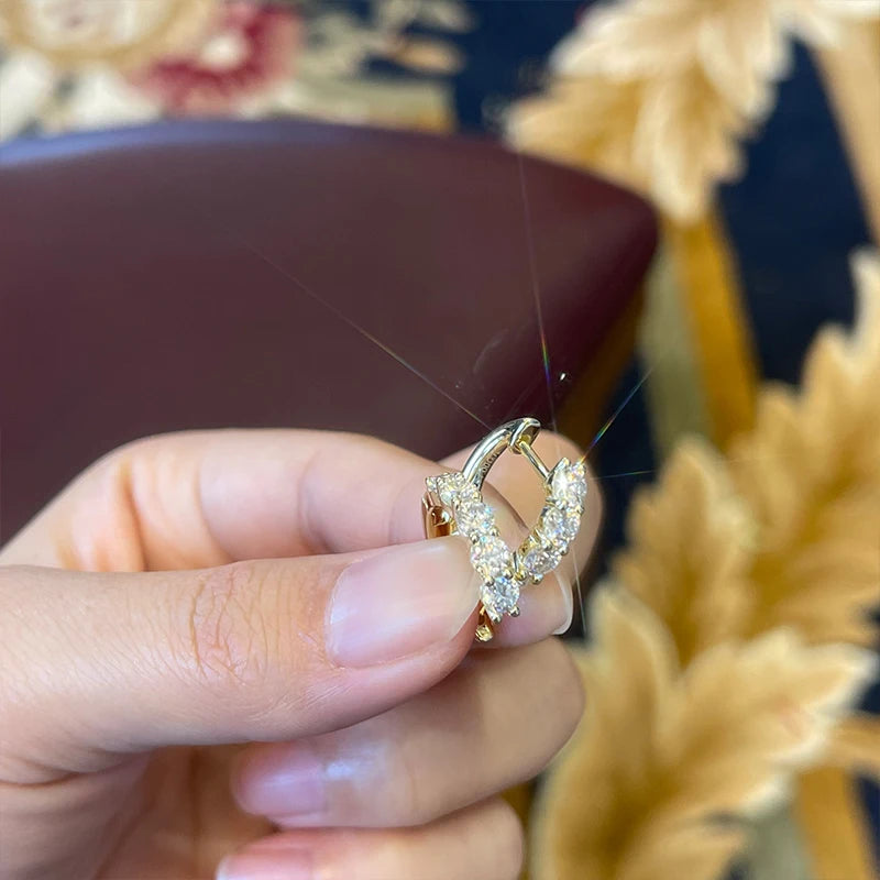 Anziw 14k Gold Plated Hoop Earrings 3.5mm D Color 925 Sterling Silver Moissanite