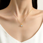 18K Gold Moissanite Necklace 1CT AU750 Pendant