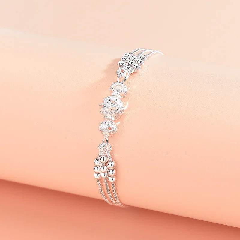 Luxury 925 Sterling Silver Bracelet for Woman Vintage Original Lucky Beads Ball Adjustable Bracelets Designer Jewelery Gifts - Imbasat
