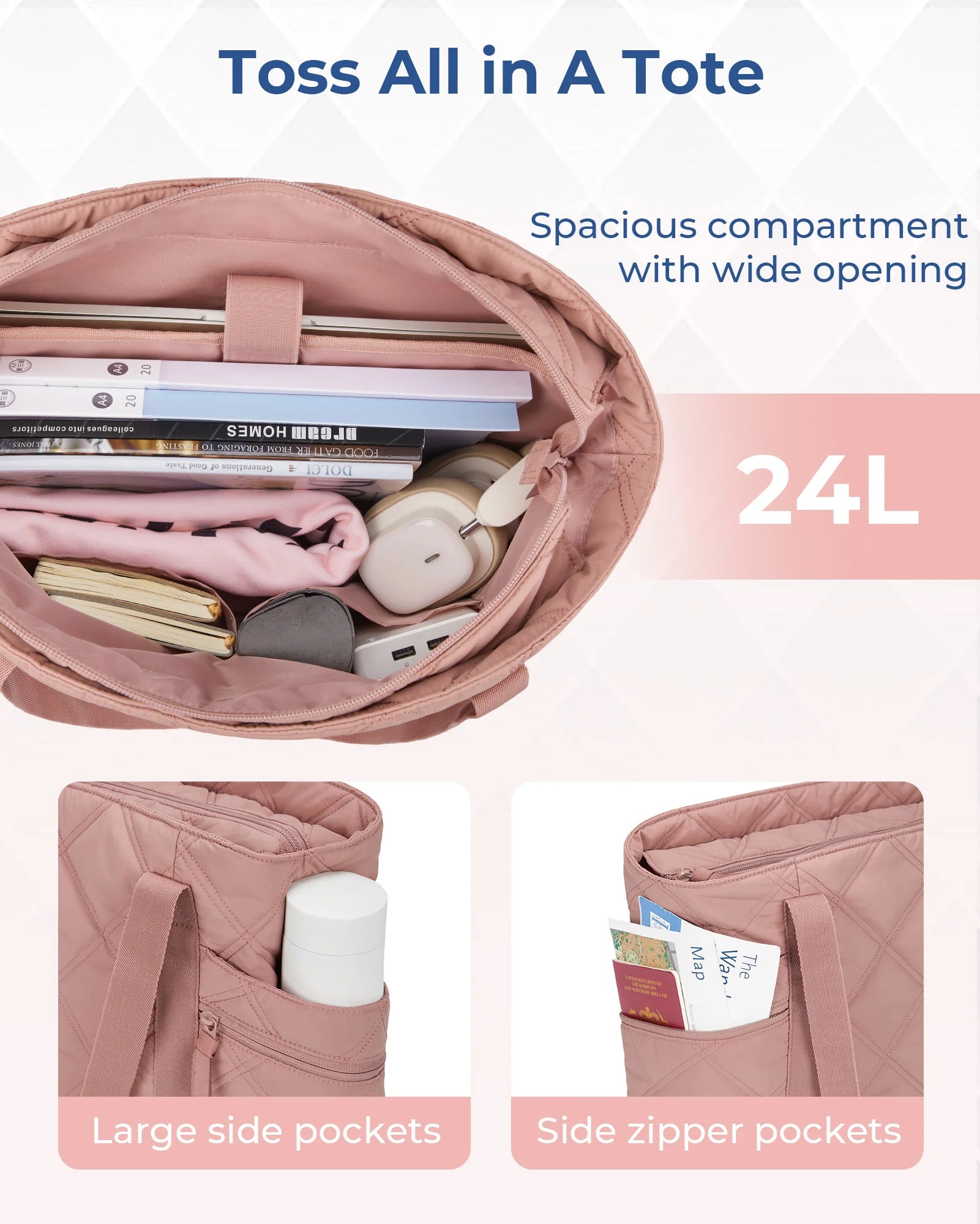 BAGSMART Tote Bag, Puffer Tote Bag