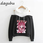 Goth Anime Hoodie Aesthetic Sweatshirt Gothic Punk Grunge Streetwear