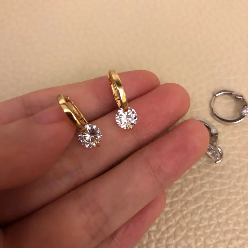 Solitaire 1ct D Moissanite Earrings Diamond Sterling Silver Hoop 14k Gold