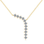 Y Lariat Necklace 925 Sterling Silver 3mm Round Moissanite Necklace