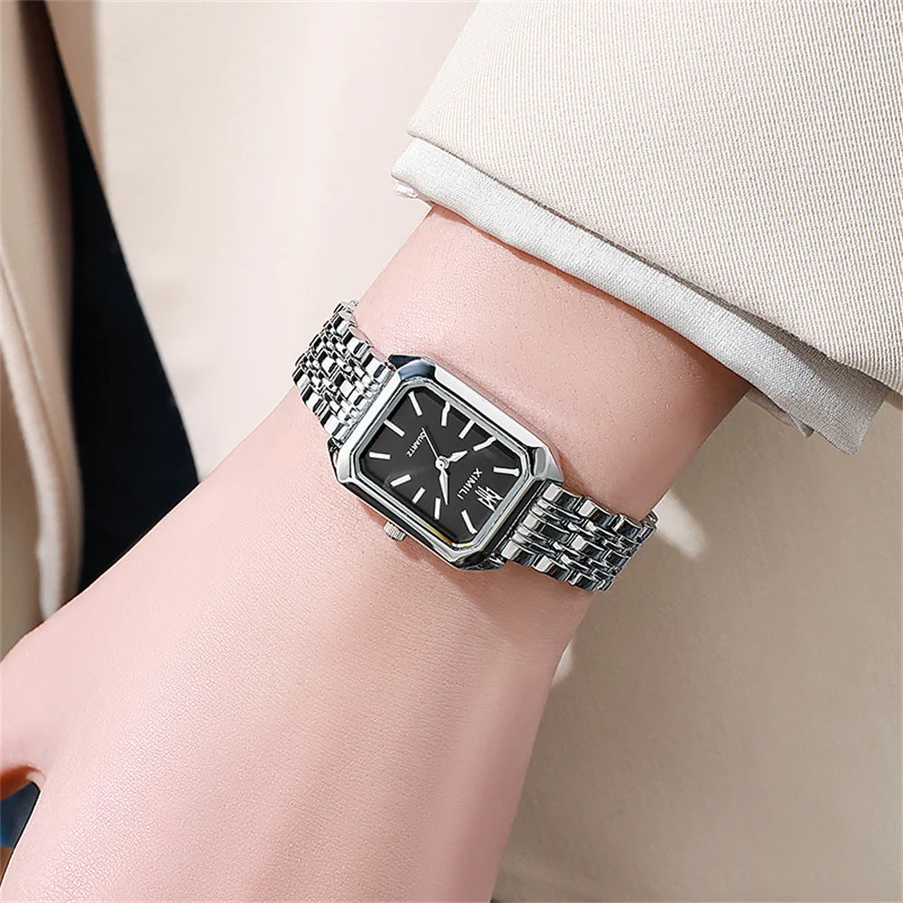 Women's Watch Light Luxury Brand Stainless Steel Chain Business Clock Fashion Elegant Quartz Watch Reloj W124