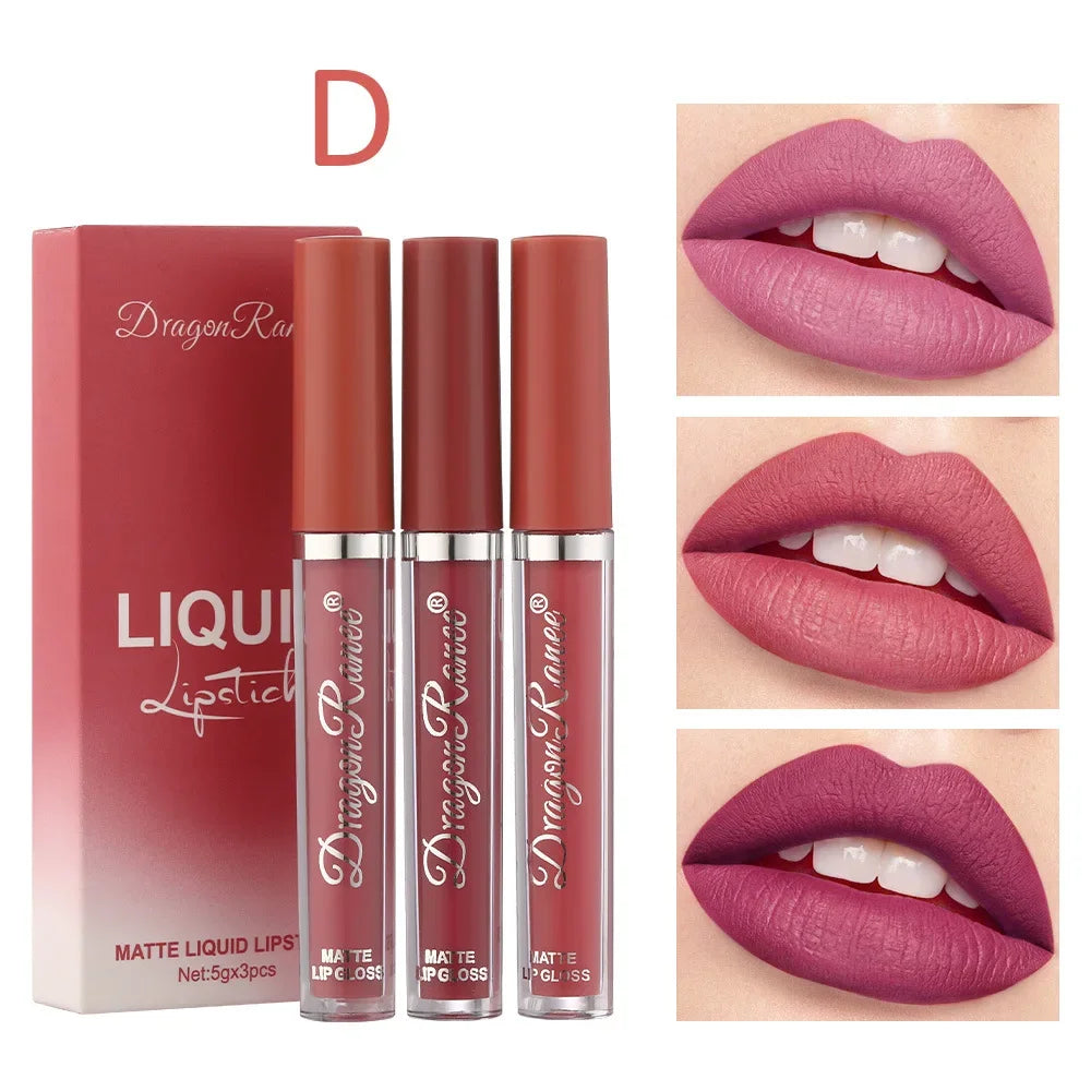 3 PCS Liquid Lipsticks Set Long Lasting Make Up Korean