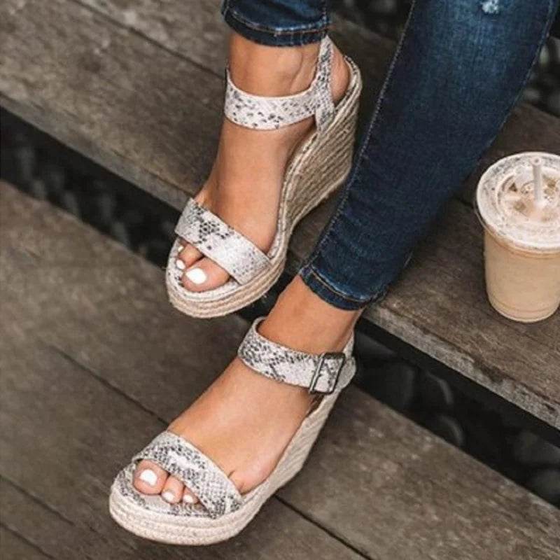 Women Leisure Wedges Heeled Wedge heel serpentine sandals Summer New Sandals Party Platform High Heels Shoes sandalias mujer - Imbasat