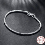 Luxury Handmade Original Fine Jewelry 925 Sterling Silver Charm Bracelet Soft Smooth Snake Bone Bracelets for Women - Imbasat