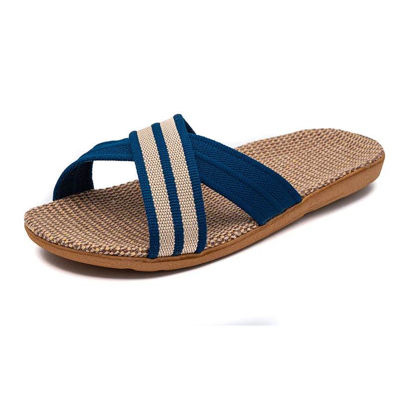 36-45 Flat Sandals Beach Slippers Summer Home Linen Lightweight Eva Non-Slip Slides For Men Women Indoor Outdoor Flip Flops - Imbasat