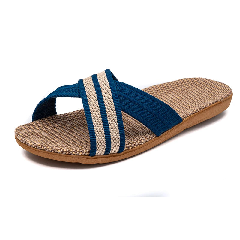 36-45  Flat Sandals Beach Slippers Summer Home Linen Lightweight Eva Non-Slip Slides For Men Women Indoor Outdoor Flip Flops