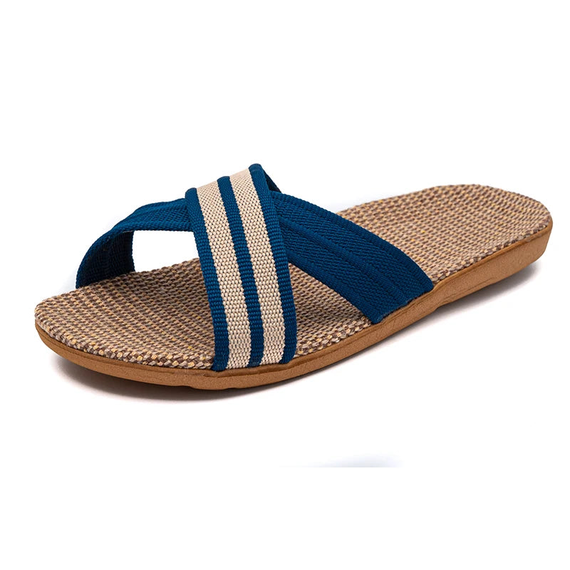 Flat Slippers Linen Lightweight Eva Non-Slip Slides