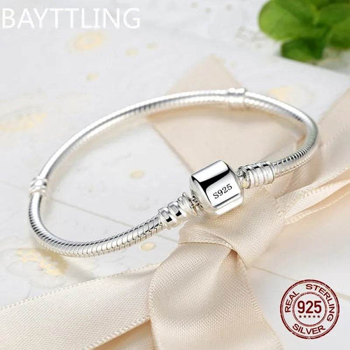 Luxury Handmade Original Fine Jewelry 925 Sterling Silver Charm Bracelet Soft Smooth Snake Bone Bracelets for Women - Imbasat