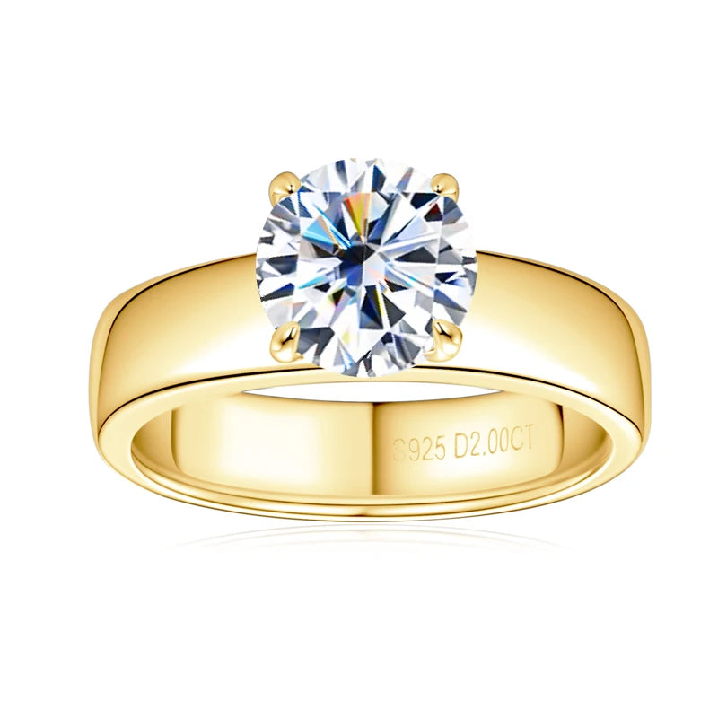 Anziw 18k Gold Plated 925 Sliver 2ct 8mm Moissanite