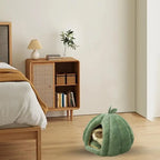 Pumpkin Cat Bed Deep Sleep Comfort House Enclosed