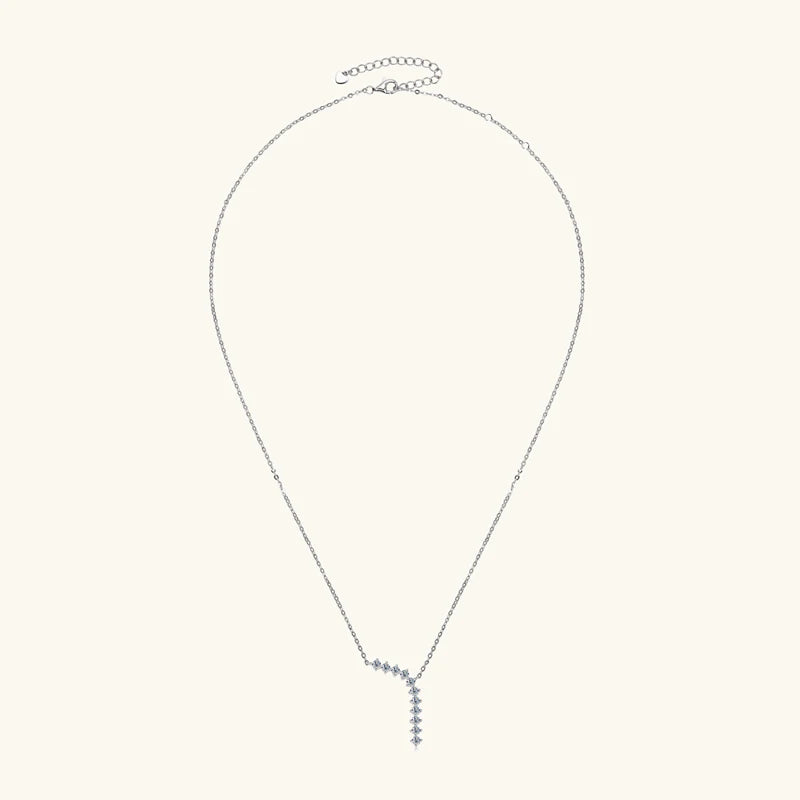 Y Lariat Necklace 925 Sterling Silver 3mm Round Moissanite Necklace