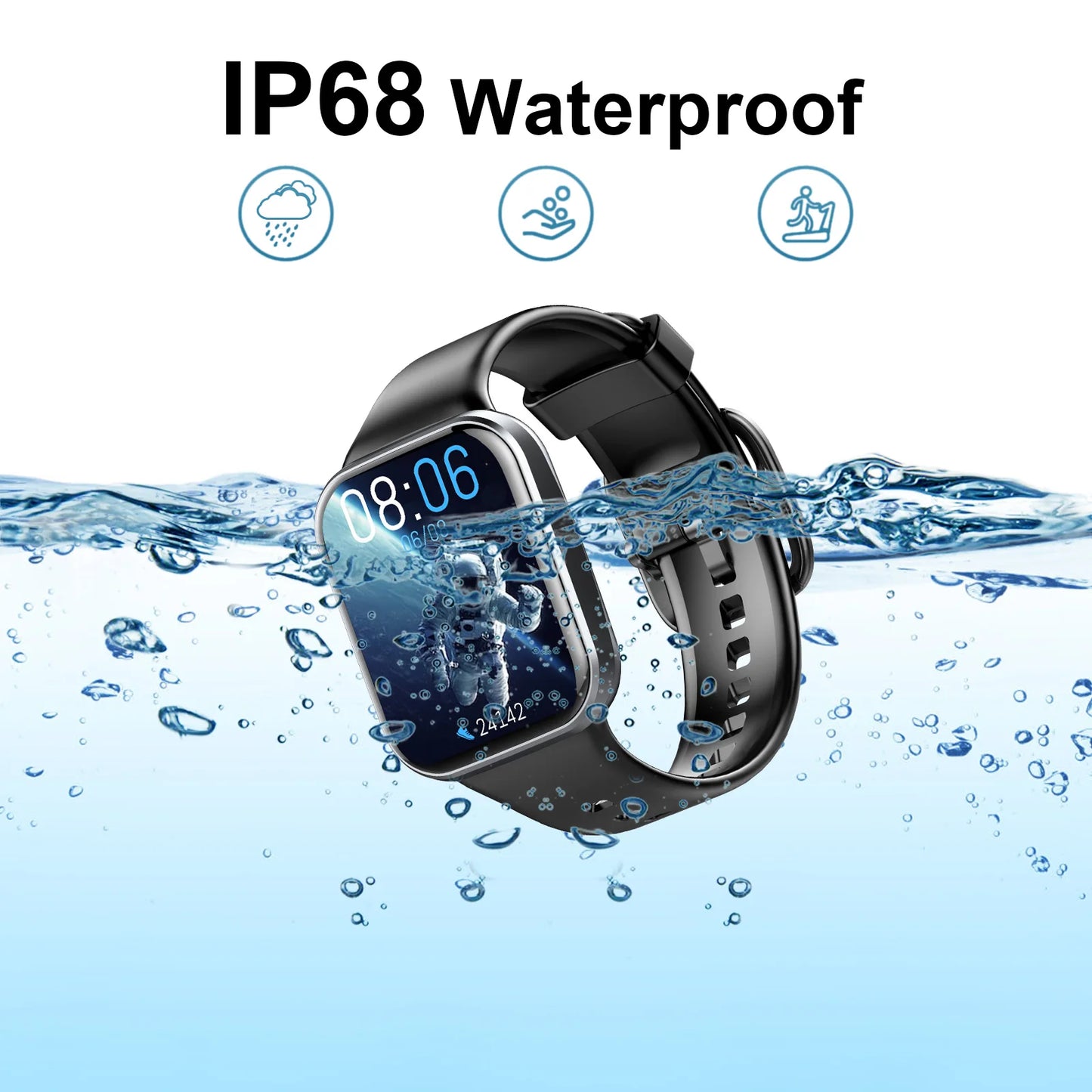 Nerunsa Smart Watch, 1.69" HD Touch Screen Fitness Watch, 25 Sports Modes Fitness Tracker, IP68 Waterproof Smartwatch.