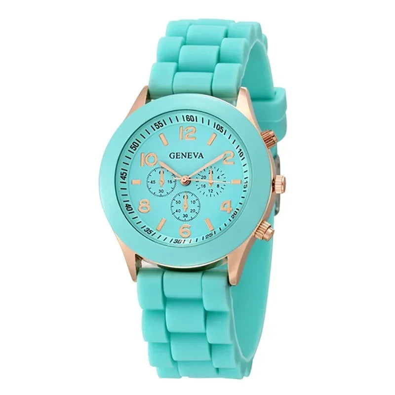 Famous Brand Geneva Ladies Fashion Watch Male and Female Student Silicone Quartz Wristwatch Clock Wholesale Relogio Feminino