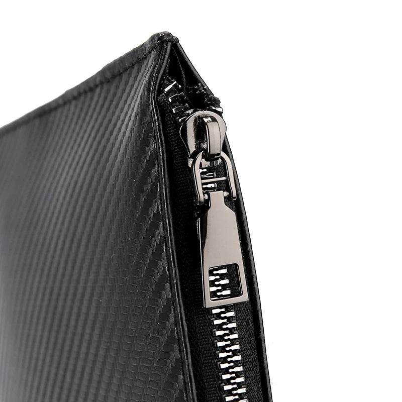 Men's Solid Leather Clutch Bag, Business Wrist Strap, Envelope Bag, Stripe Clutch, Evening Bag, Male Clutches, Handbag, Fashion - Imbasat