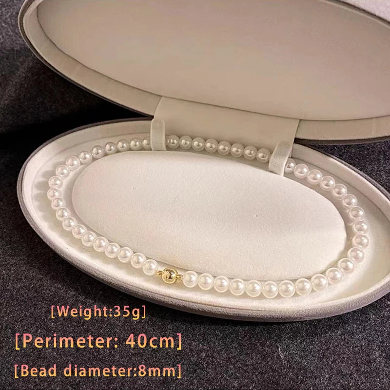 White Pearl Magnetic Round Buckle Beadeds