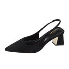 Black Sandals Women Summer New Fashion Women's Sandals Pointed Pumps Women Shoes Office Dress Shoes Sexy Square Heel High Shoes - Imbasat