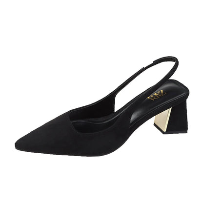 Black Sandals Women Summer New Fashion Women's Sandals Pointed Pumps Women Shoes Office Dress Shoes Sexy Square Heel High Shoes