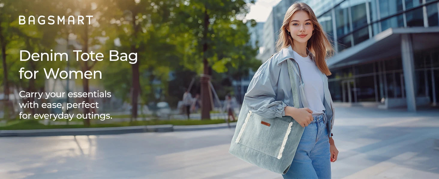 BAGSMART  Casual Lightweight Denim Shoulder Handbag