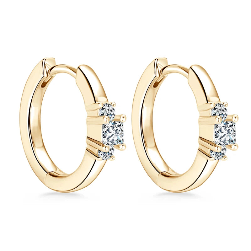 Moissanite Mini Hoops Earrings 925 Sterling Silver