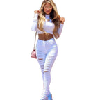 High Waist Ripped Jeans for Women Skinny Black White