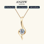 Anziw Real 1.0Carat Moissanite Twist Necklaces 925 Silver