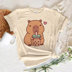 Funny Anime Capybara T Shirt Women Soft Fabric