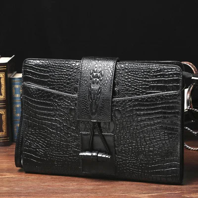 Luxury Designer Clutch for Men Fashion Crocodile PU Leather Men's Clutches Bag Zipper Hasp Evelope Bag Business Clutch Handbags - Imbasat