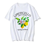 90s Printed Lemon Print T-shirt Short Sleeve Crew Neck Casual Top