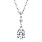 2ct Pear Cut Moissanite Waterdrop 925 Silver Adjustable Chain Necklaces