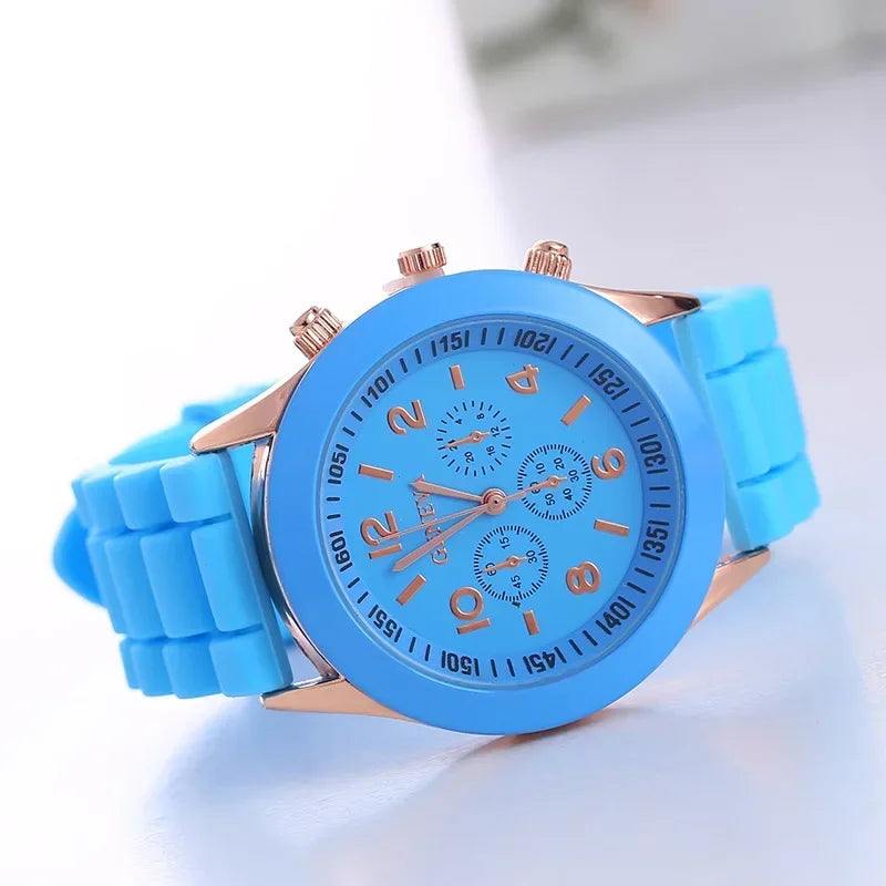 Famous Brand Geneva Ladies Fashion Watch Male and Female Student Silicone Quartz Wristwatch Clock Wholesale Relogio Feminino