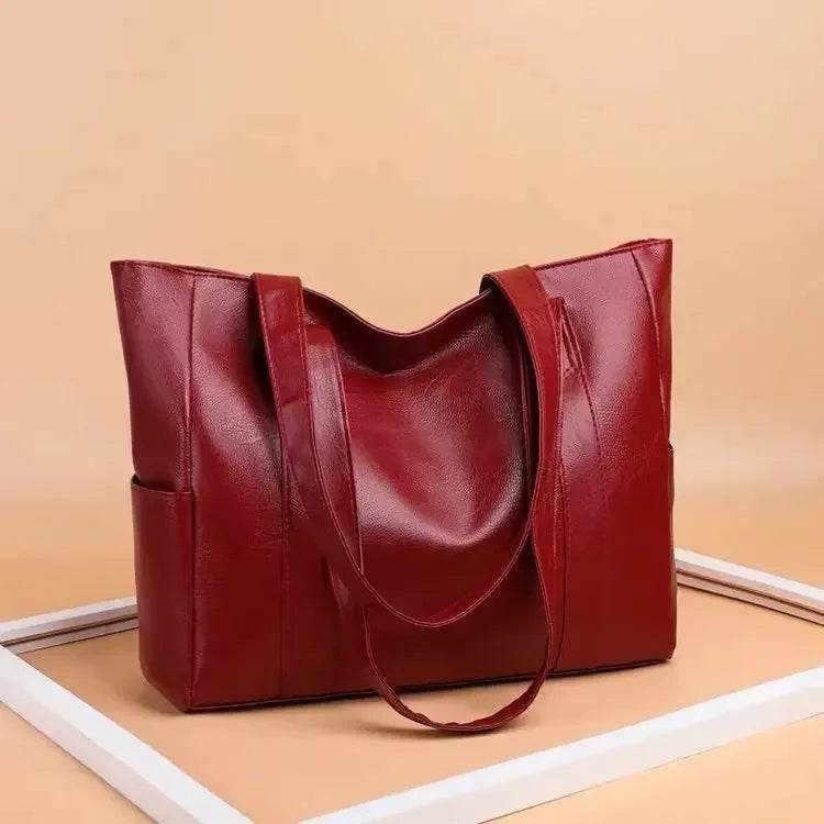 Light Luxury Minimalist Large Capacity Women's Bag 2024 Soft Leather Material Solid Color Women's Shoulder Bag Commuting Handbag - Imbasat