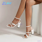 Hot New Women Sandals Summer Luxury Brand Design Rivet High Heels Fashion Women's Thick Heel Sexy Open Toe Sandals Women Shoes - Imbasat