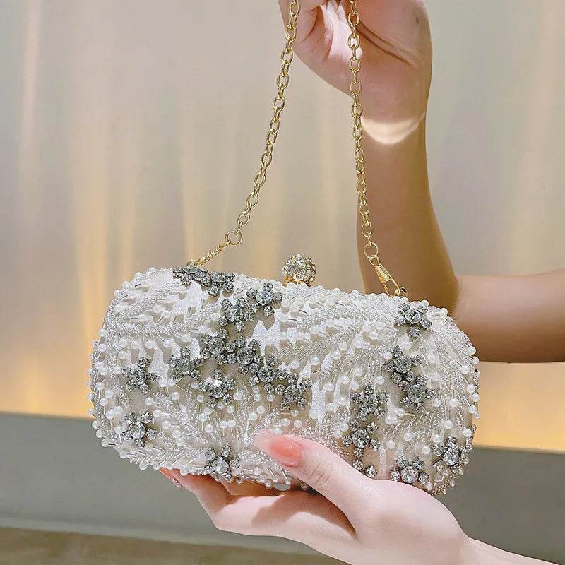 Women Clutch Bag High-class Ladies Coin Purse Niche Party Handbag Dinner Bags Dress Bridesmaid Bag Hand-beaded Pearl Wallet - Imbasat