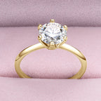 Anziw 3.0CT Moissanite Solitaire Ring Yellow Gold Plated