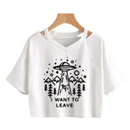 T-Shirt Harajuku Gothic Cropped Graphic Korean Style