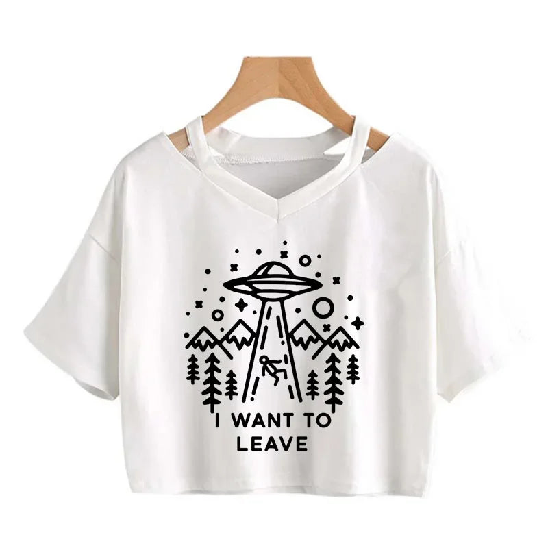 T-Shirt Harajuku Gothic Cropped Graphic Korean Style