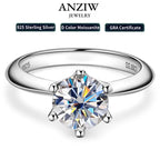 Anziw 2CT 3CT Moissanite Ring Ring 925 Sterling Silver