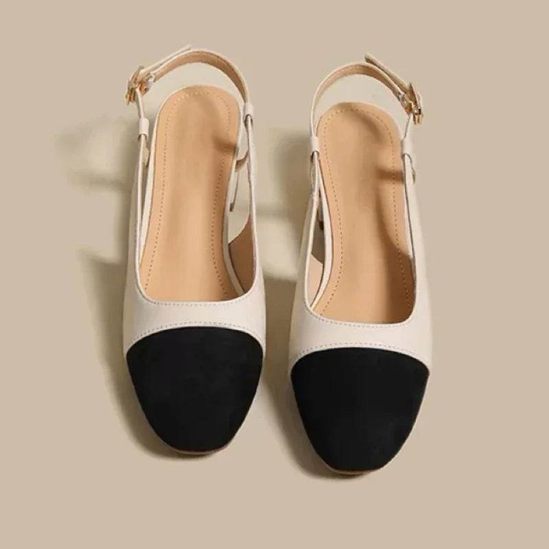 New 2025 Summer Women's Sandals Elegant Medium Heel Toe Mules Comfortable Office Women's Shoes Buckle Heels Dress Shoes - Imbasat