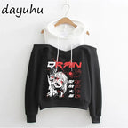 Goth Anime Hoodie Aesthetic Sweatshirt Gothic Punk Grunge Streetwear