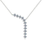 Y Lariat Necklace 925 Sterling Silver 3mm Round Moissanite Necklace