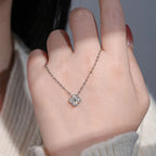 IOGOU 3.0mm D Moissanite Diamond Clover Pendant Necklace 925 Sterling Silver