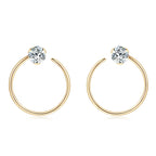 Anziw 925 Silver Circle Piercing Earrings 4mm 0.3ct Moissanite Earring
