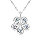 Anziw 925 Sterling Silver Moissanite Necklace Adjustable Chain Flower Petal Pendant