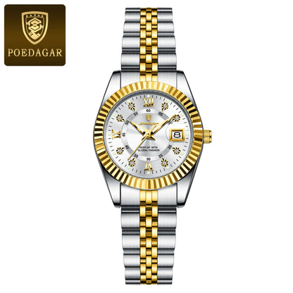 POEDAGAR Luxury Watch For Woman Luminous Waterproof Date Stainless Steel Ladies Watch Fashion Casual Quartz Women's Watches Gift