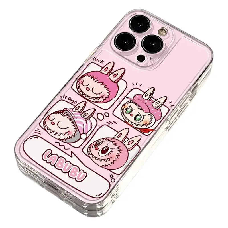 Pink Labubu Silicone Phone Shell for iPhone 16 15 Pro Max 11 12 13 Mini 14 Pro XS MAX XR 7 8 Plus Dustproof Shockproof Cover
