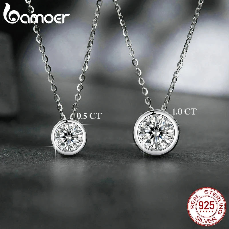 Carat Bazel Moissanite Necklace 925 Sterling Silver